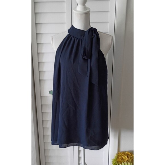 Versona navy‎ women's tie shoulder halter blouse XL - Picture 1 of 10